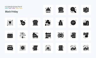 25 Schwarzer Freitag solides Glyphen-Icon-Pack vektor