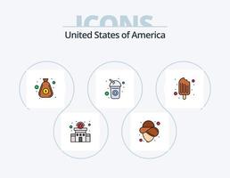 USA linje fylld ikon packa 5 ikon design. djur. vit. Land. usa. hus vektor