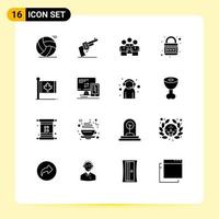 16 kreativ ikoner modern tecken och symboler av låsa jord vänner arbetsgrupp skydd redigerbar vektor design element