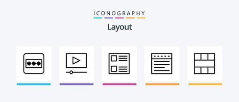 Layoutlinie 5 Icon Pack inklusive . Textfeld. kreatives Ikonendesign vektor