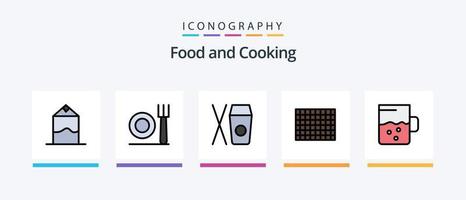 mit Lebensmittellinie gefülltes 5-Icon-Pack inklusive Becher. Foto. Kocher. Lebensmittel. Topf. kreatives Symboldesign vektor