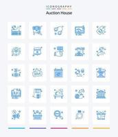 Creative Auction 25 Blue Icon Pack wie Gericht. Bieten. Gerichtsverhandlung. Gebot. Gesetz vektor