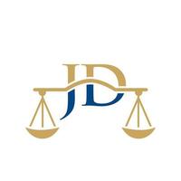 buchstabe jd anwaltskanzlei logo design für anwalt, justiz, rechtsanwalt, legal, anwaltsdienst, anwaltskanzlei, skala, anwaltskanzlei, anwaltsunternehmen vektor