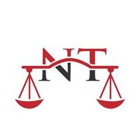 buchstabe nt anwaltskanzlei logo design für anwalt, justiz, rechtsanwalt, legal, anwaltsservice, anwaltskanzlei, skala, anwaltskanzlei, anwaltsunternehmen vektor