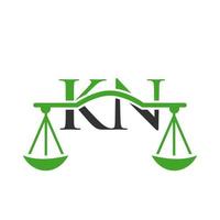 Buchstabe kn Anwaltskanzlei-Logo-Design für Anwalt, Justiz, Anwalt, Recht, Anwaltsservice, Anwaltskanzlei, Waage, Anwaltskanzlei, Anwaltsunternehmen vektor