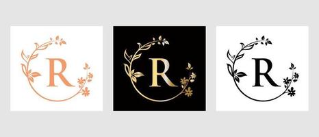 buchstabe r beauty logo für dekorativ, blume, spa-vorlage vektor
