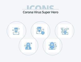 korona virus super hjälte blå ikon packa 5 ikon design. skydd. medicinsk. forskare. sjukhus. manlig vektor