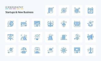 25 Startups und neues Business Blue Icon Pack vektor