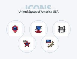 USA-Linie gefüllt Icon Pack 5 Icon Design. Stadt. Brücke. Feuer. Vereinigte Staaten von Amerika. Zustände vektor