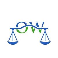 Logo-Design der Anwaltskanzlei Letter ow für Anwalt, Justiz, Anwalt, Recht, Anwaltsservice, Anwaltskanzlei, Waage, Anwaltskanzlei, Anwaltsunternehmen vektor