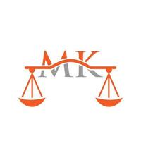 Letter mk Anwaltskanzlei-Logo-Design für Anwalt, Justiz, Anwalt, Recht, Anwaltsservice, Anwaltskanzlei, Waage, Anwaltskanzlei, Anwaltsunternehmen vektor