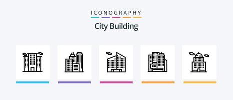 City Building Line 5 Icon Pack inklusive . Regierung. Büro. Gebäude. Arbeit. kreatives Symboldesign vektor