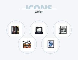 Bürozeile gefüllt Icon Pack 5 Icon Design. . Büro. Schreibtisch. Dollar. Unternehmen vektor