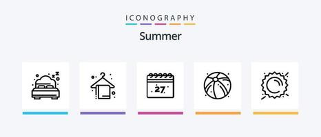 Summer Line 5 Icon Pack inklusive . Sonne. Urlaub. kurze Hose. kreatives Symboldesign vektor
