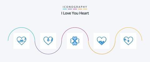 hjärta blå 5 ikon packa Inklusive kärlek. säkra. favorit. låsa. tycka om vektor