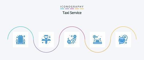 Taxiservice blau 5 Icon Pack inklusive Bewertung. Prämie. Lage. Verkehr. Zeichen vektor