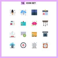 Stock Vector Icon Pack mit 16 Zeilenzeichen und Symbolen für Medizinidentifikationsserver-ID-Karten editierbares Paket kreativer Vektordesign-Elemente