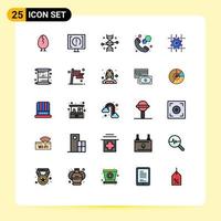 Aktienvektor-Icon-Pack mit 25 Zeilenzeichen und Symbolen für die Unterstützung von Einkaufszentren vektor