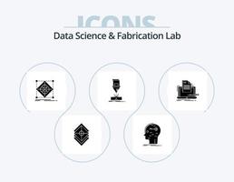 data vetenskap och tillverkning labb glyf ikon packa 5 ikon design. tillverkning. skärande. nyckel. förberedelse. rutnät vektor