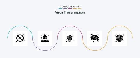 Virusübertragung Glyphe 5 Icon Pack inklusive Keime. menschliches Auge. Epidemie. Augeninfektion. Bindehautentzündung vektor