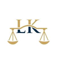 buchstabe lk anwaltskanzlei logo design für anwalt, justiz, rechtsanwalt, legal, anwaltsservice, anwaltskanzlei, skala, anwaltskanzlei, anwaltsunternehmen vektor