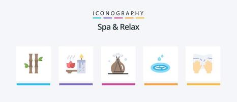 Spa und Relax Flat 5 Icon Pack inklusive Typ. Spa. Spa. sinken. Regen. kreatives Symboldesign vektor