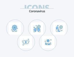 Coronavirus Blue Icon Pack 5 Icon-Design. Virus. Lunge. Übertragung. Krankheit. Bereich vektor