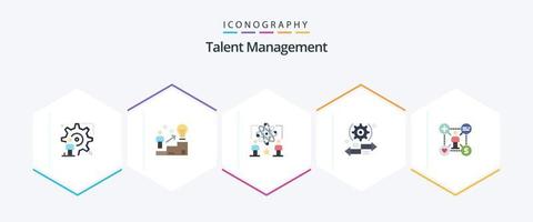 Talentmanagement 25 Flat Icon Pack inklusive Pfeil. Einstellung. Idee. Atom. Stern vektor