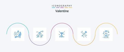 valentine blå 5 ikon packa Inklusive kärlek. bröllop. nyckel. äktenskap. bågskytte vektor
