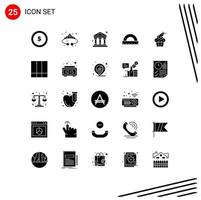 Stock Vector Icon Pack mit 25 Linienzeichen und Symbolen für Kuchenlineal Luxus messen Winkel editierbare Vektordesign-Elemente