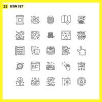 25 Zeilenpaket der Benutzeroberfläche mit modernen Zeichen und Symbolen der Benachrichtigung E-Book-Home-Buch löschen bearbeitbare Vektordesign-Elemente vektor