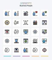 kreative Geschäftsleute 25 Zeilen gefülltes Icon Pack wie Corporate. Unternehmen. Unternehmensführung. Zusammenarbeit. Produktion vektor