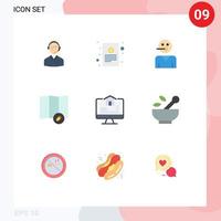 mobil gränssnitt platt Färg uppsättning av 9 piktogram av Karta anhängare kontanter mottagande Stöd människor redigerbar vektor design element