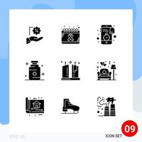 Stock Vector Icon Pack mit 9 Zeilen Zeichen und Symbolen für Medizin Krankenhaus Weltgesundheitsuhr editierbare Vektordesign-Elemente