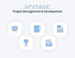 Projektmanagement und Entwicklung blaues Icon Pack 5 Icon Design. Unternehmen. Prüfbericht. Präsentation. modern. Unternehmen vektor