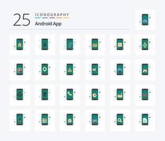 android app 25 platt Färg ikon packa Inklusive mobil. kalender. app. app. wiFi vektor