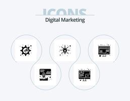 digitales Marketing-Glyphen-Icon-Pack 5-Icon-Design. online. Lösungen. Marketing. Intelligenz. Unternehmen vektor