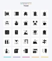 Creative Travel 25 Glyph Solid Black Icon Pack wie Restaurant. Strand. Tasche. Urlaub. Koffer vektor