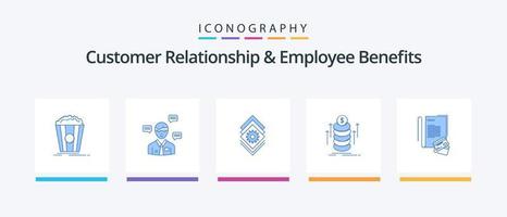 kund relation och anställd fördelar blå 5 ikon packa Inklusive notera. överföra. dyka upp. bunt. server. kreativ ikoner design vektor