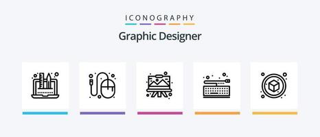 Grafikdesigner Line 5 Icon Pack inklusive Creative. Pfeil. Vergrößern. Objekt. Kasten. kreatives Symboldesign vektor