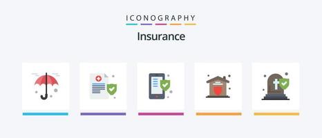 försäkring platt 5 ikon packa Inklusive försäkring. död. säkerhet. kyrka. säkerhet. kreativ ikoner design vektor