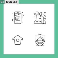 4 linje begrepp för webbplatser mobil och appar dagordning fågelholk datum svampar Twitter redigerbar vektor design element