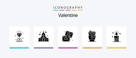 Valentine Glyph 5 Icon Pack inklusive Liebe. Liebe. Bogen. Tag. Valentinstag. kreatives Symboldesign vektor