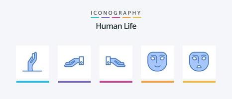 Human Blue 5 Icon Pack inklusive . Emotion. kreatives Ikonendesign vektor