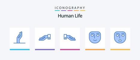 mänsklig blå 5 ikon packa Inklusive . känsla.. kreativ ikoner design vektor