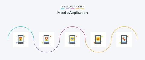 mobil Ansökan platt 5 ikon packa Inklusive ringa upp. app. app. radera. stänga vektor