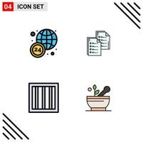 Aktienvektor-Icon-Pack mit 4 Zeilenzeichen und Symbolen für weltweite Strafdokumentkopie Gefängnis editierbare Vektordesign-Elemente vektor
