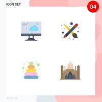 4 flaches Icon-Pack der Benutzeroberfläche mit modernen Zeichen und Symbolen von Cloud Toy Brush Pencil Bangladesh editierbare Vektordesign-Elemente vektor