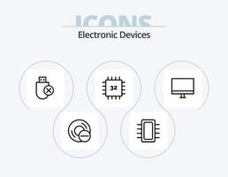 enheter linje ikon packa 5 ikon design. skiva. datorer. grej. pinne. hårdvara vektor