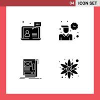 Stock Vector Icon Pack mit 4 Zeilenzeichen und Symbolen für Support Wire Customer Routine Web editierbare Vektordesign-Elemente